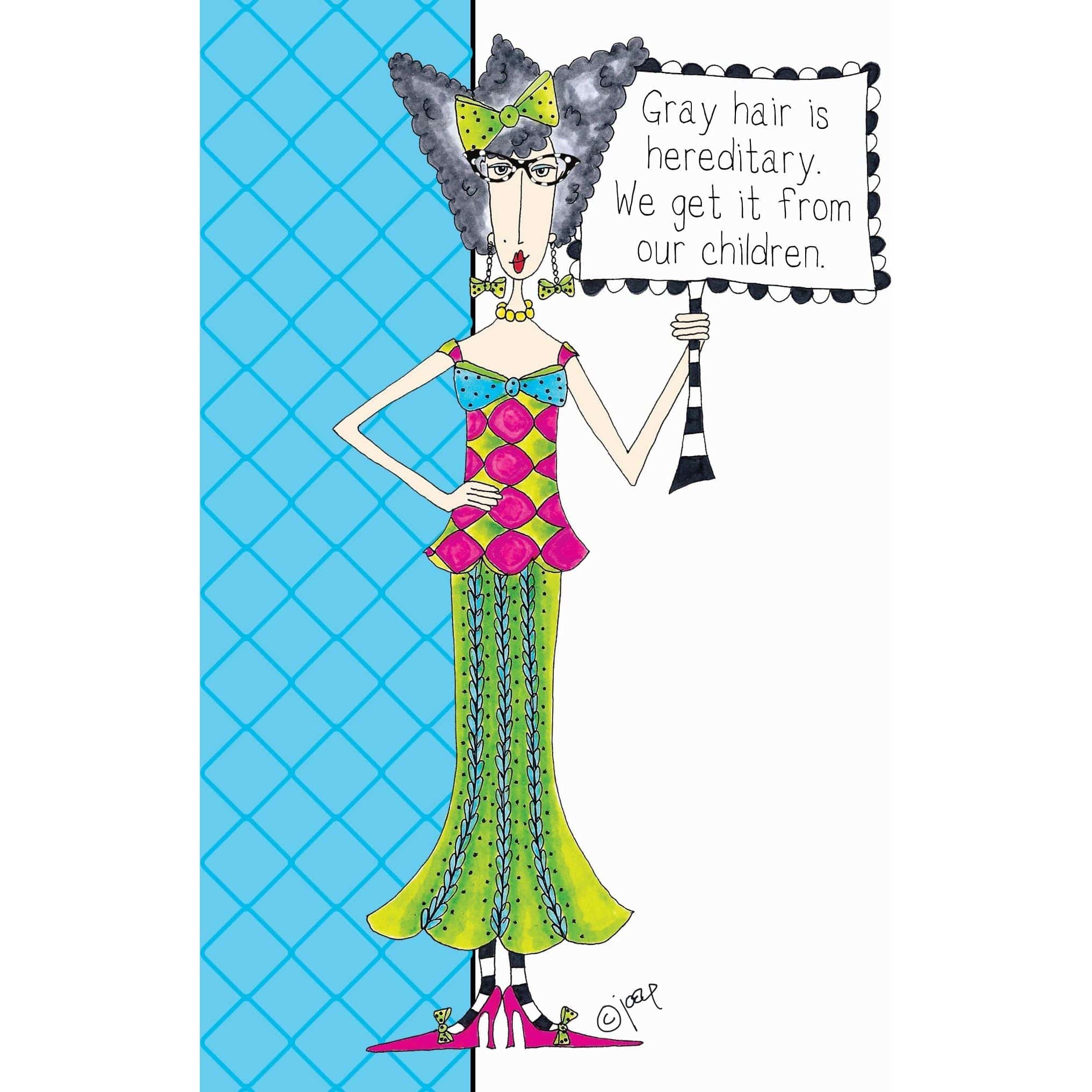 Gray hair Dolly Mamas birthday card from Pictura, featuring colorful illustrations on an everyday card design.